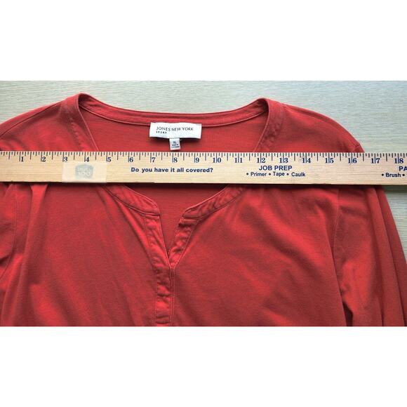 TOP/BLOUSE-JONES NEW YORK-Dark Pumpkin Orange-Tab Long Sleeves-Bottom Hem-X-Lrg - Picture 6 of 11
